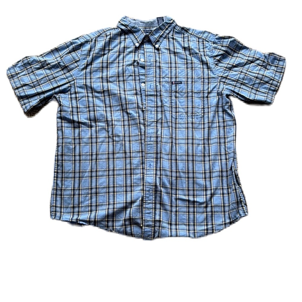 Chaps Blue Plaid Casual Button Down Shirt